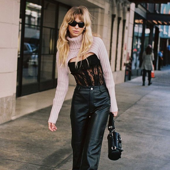 PRINCESS POLLY MACEY PANTS VEGAN LEATHER BLACK SIZE 2 - Picture 3 of 10